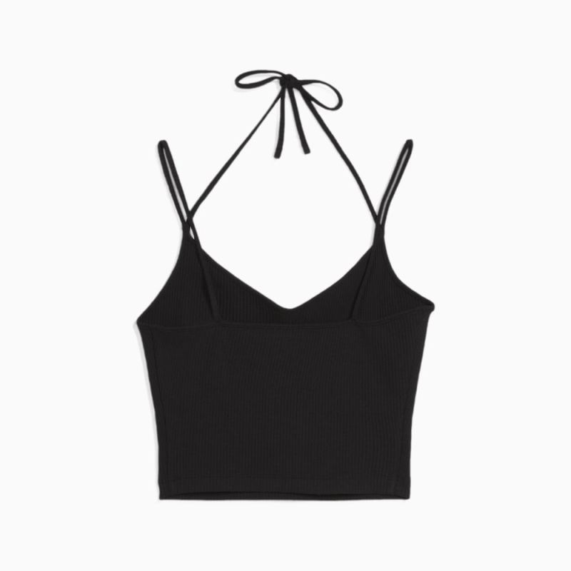 Puma | Women's CLASSICS Ribbed Crop Top - Black