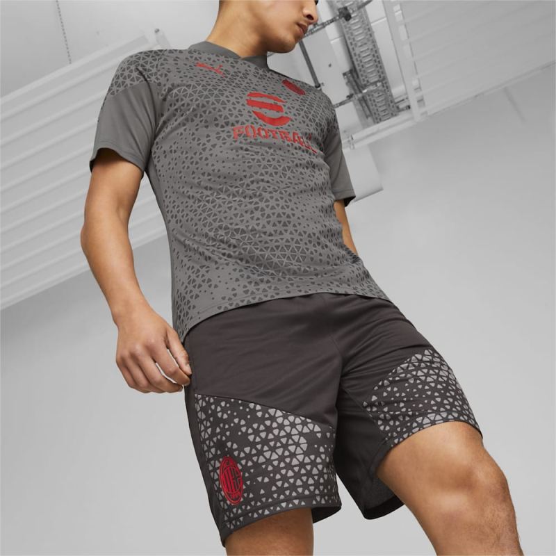 Puma | Men's AC Milan Soccer Training Shorts - Black-Flat Medium Gray