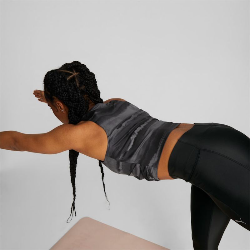 Puma | Women's Studio Printed Training Crop Tank - Black-Geo print