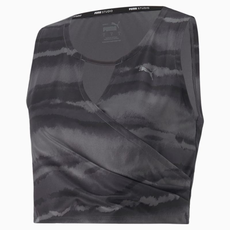 Puma | Women's Studio Printed Training Crop Tank - Black-Geo print