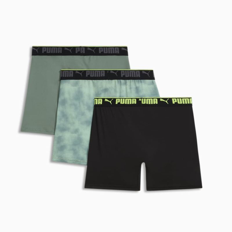 Puma | Men's Sportstyle Boxer Briefs (3 Pack) - GREEN / BLACK
