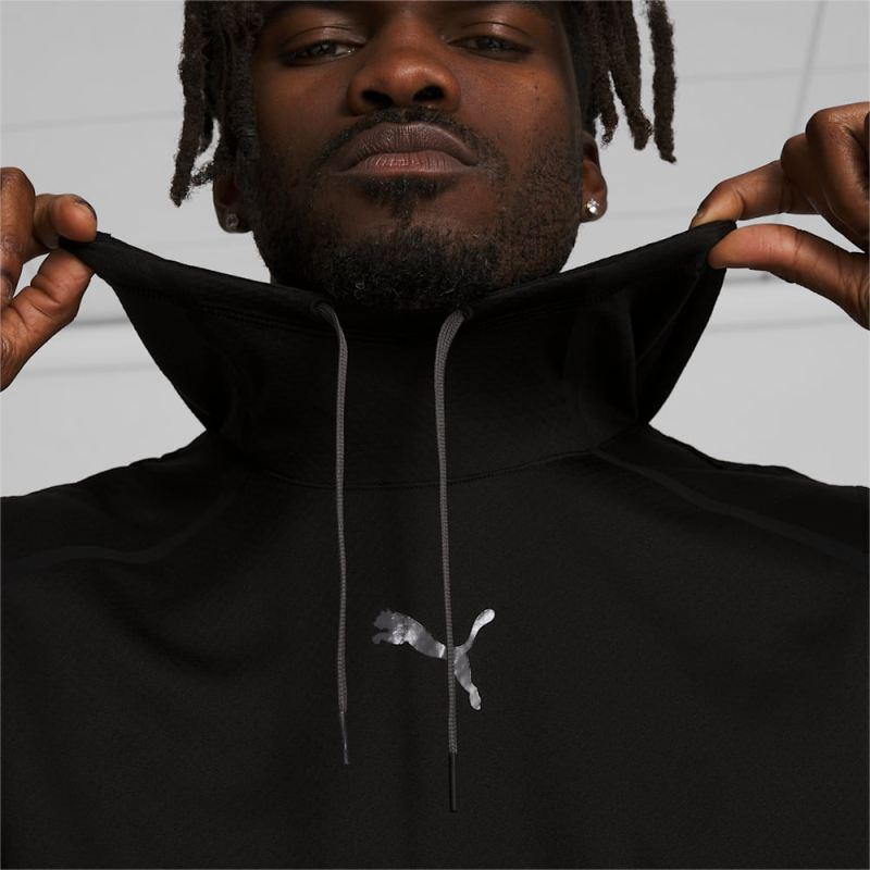 Puma | Men's Tech Knit Sleeveless Training Hoodie - Black-Cool Dark Gray