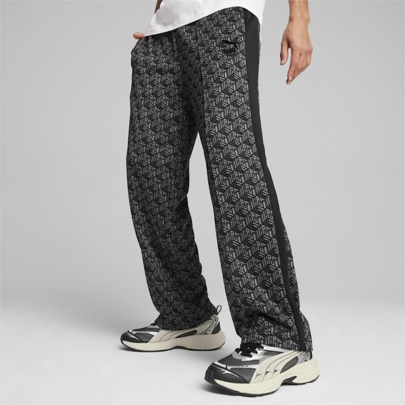Puma | Men's T7 Straight Track Pants - Black-AOP Puma | Men's T7 Straight Track Pants - Black-AOP