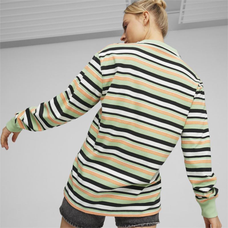 Puma | Men's DOWNTOWN 180 Striped Tee - Pure Green-AOP