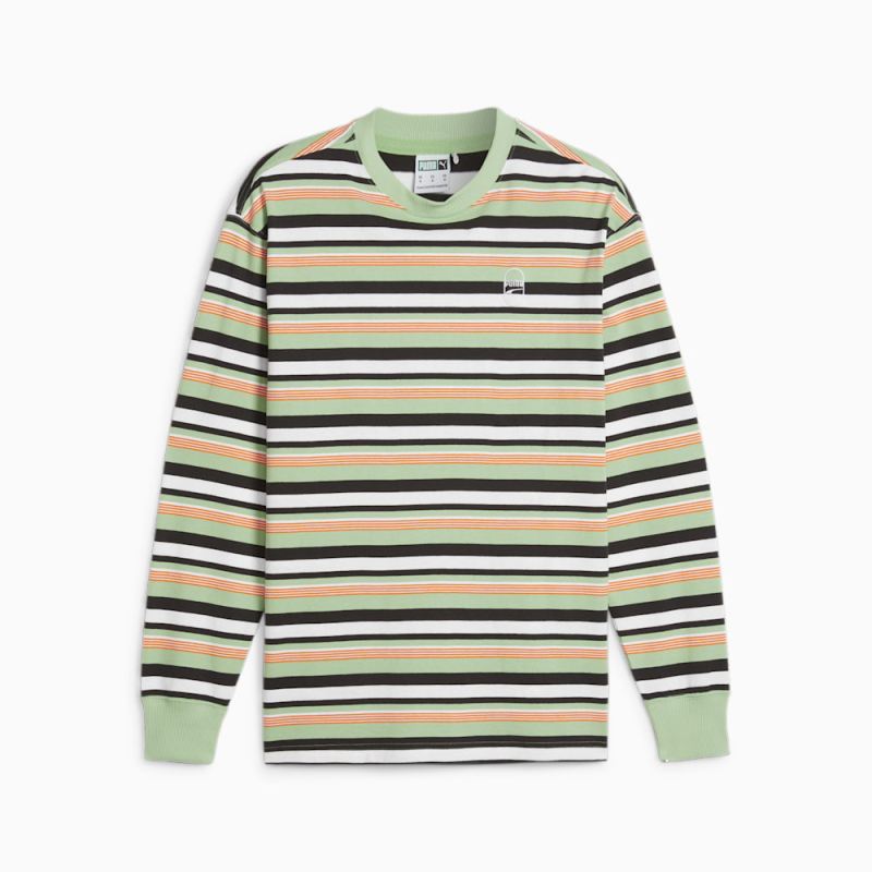 Puma | Men's DOWNTOWN 180 Striped Tee - Pure Green-AOP