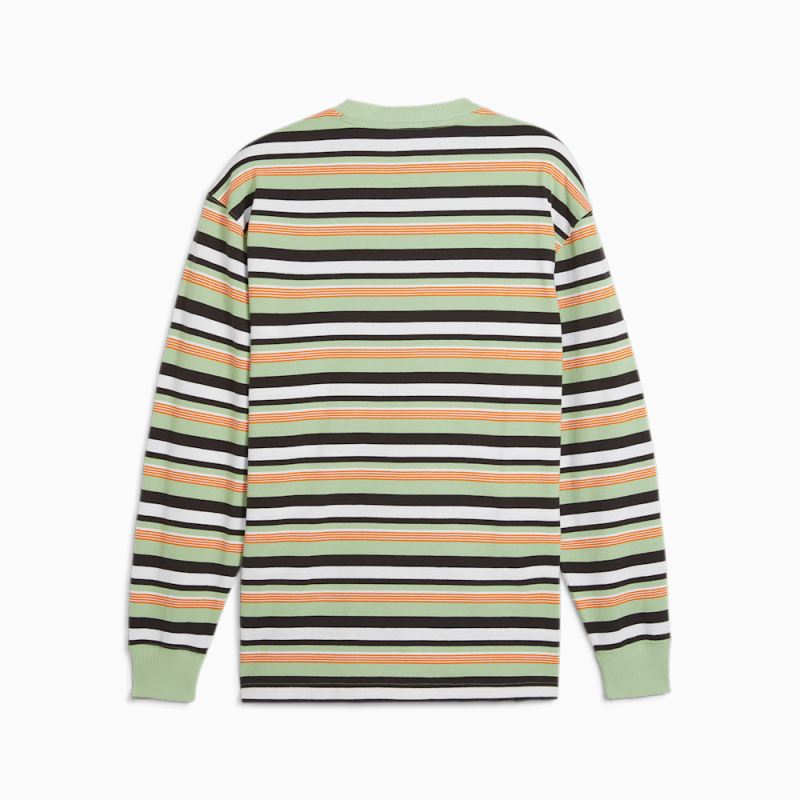 Puma | Men's DOWNTOWN 180 Striped Tee - Pure Green-AOP