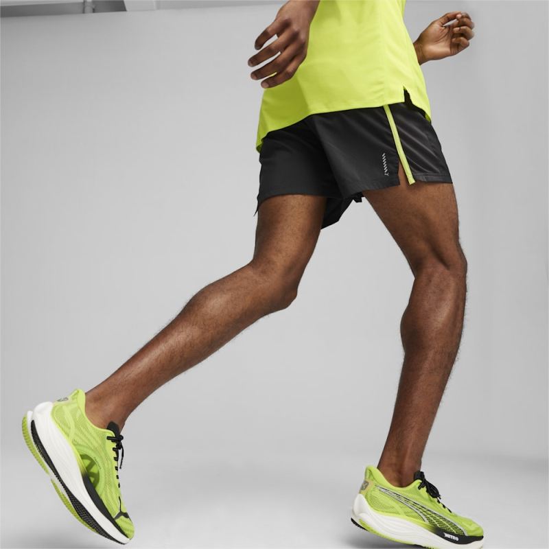 Puma | Men's RUN FAVORITE VELOCITY 5" Shorts - Black-Lime Pow