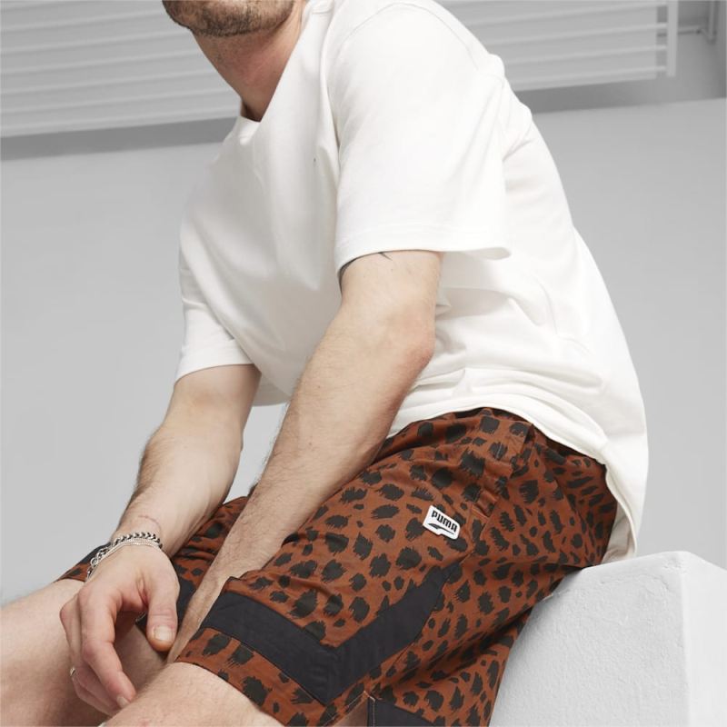 Puma | Men's DOWNTOWN Kitten Print Shorts - Teak-AOP