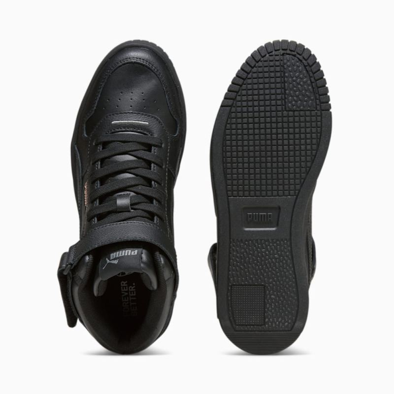 Puma | Women's Carina Street Mid Sneakers - Black-Black-Rose Gold