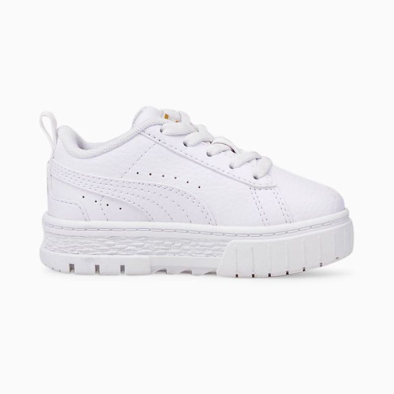 Puma | Girls Mayze Leather Toddler Shoes - White-Team Gold