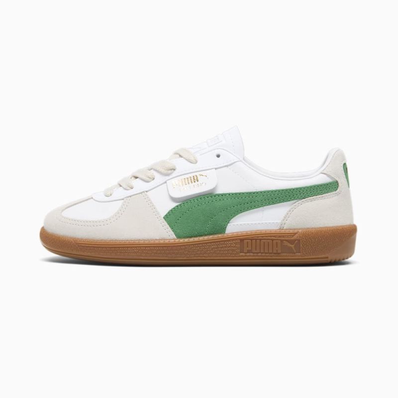 Puma | Women's Palermo Leather Sneakers - White-Vapor Gray-Archive Green