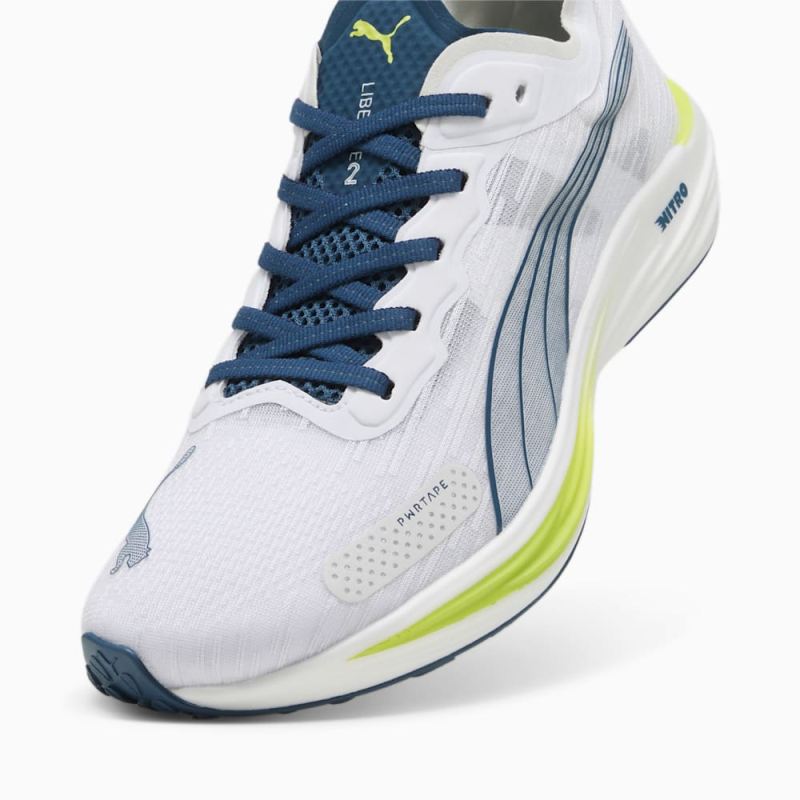Puma | Men's Liberate NITRO 2 Running Shoes - White-Ocean Tropic-Lime Pow