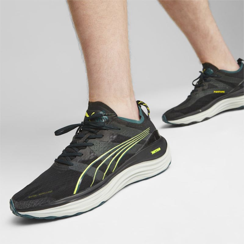 Puma | Men's ForeverRun NITRO WTR Running Shoes - Black-Malachite-Yellow Burst