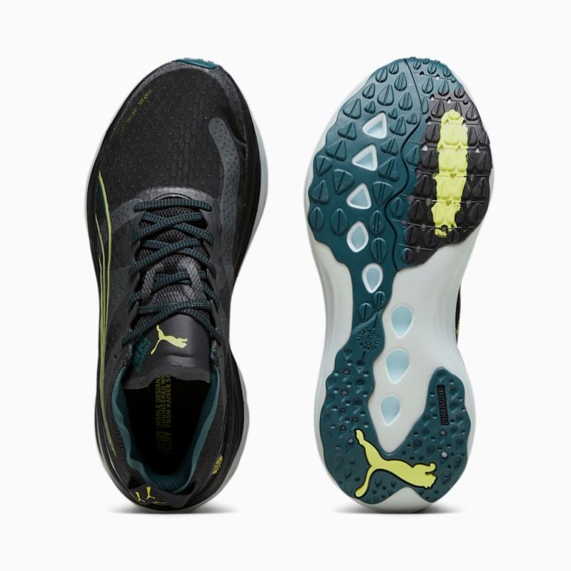 Puma | Men's ForeverRun NITRO WTR Running Shoes - Black-Malachite-Yellow Burst
