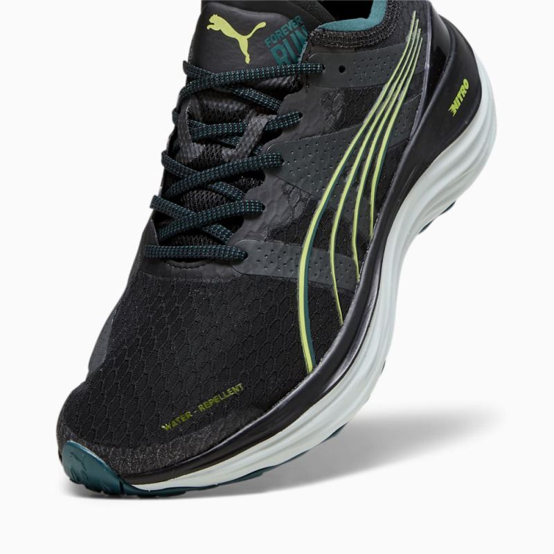 Puma | Men's ForeverRun NITRO WTR Running Shoes - Black-Malachite-Yellow Burst