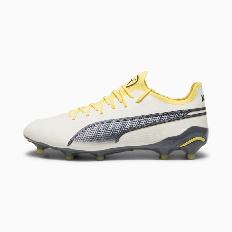 Puma | Men's KING ULTIMATE FG/AG Soccer Cleats - Alpine Snow-Asphalt-Yellow Blaze