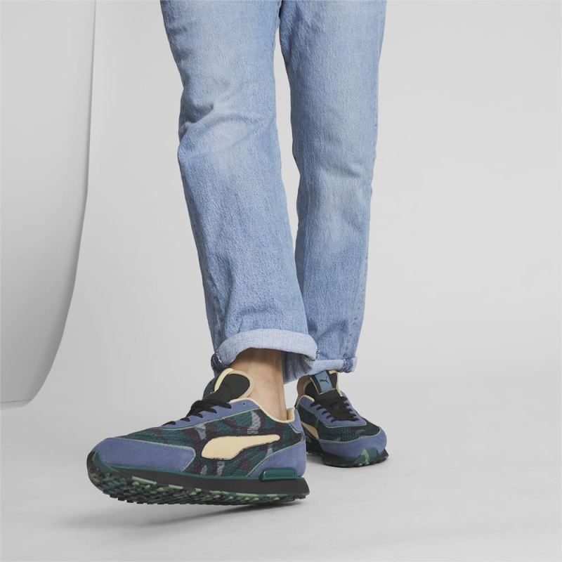 Puma | Men's Future Rider Concrete Camo Sneakers - Inky Blue-Black-Sand Dune